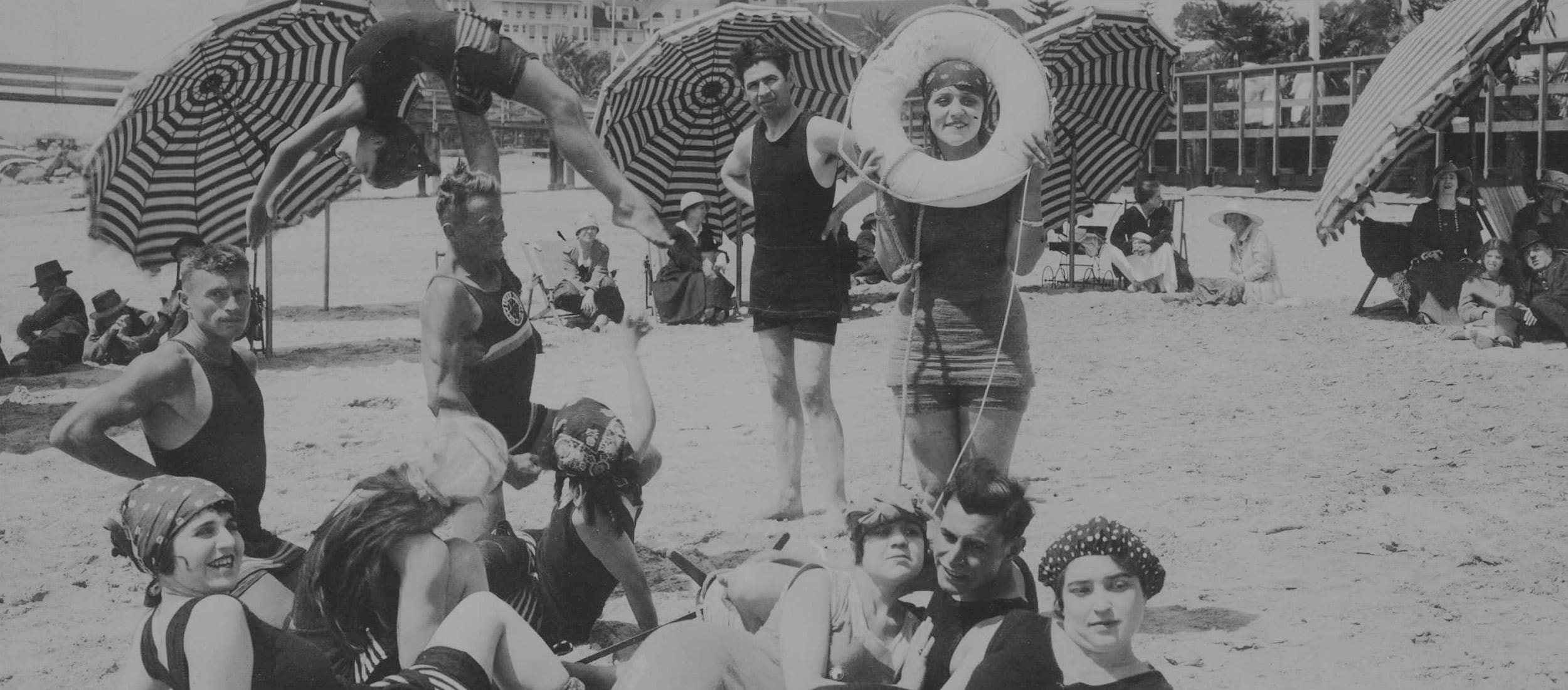Historic beach bathing suits