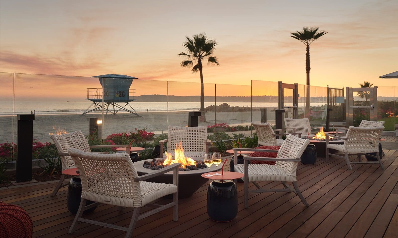 Fire pits at sunset
