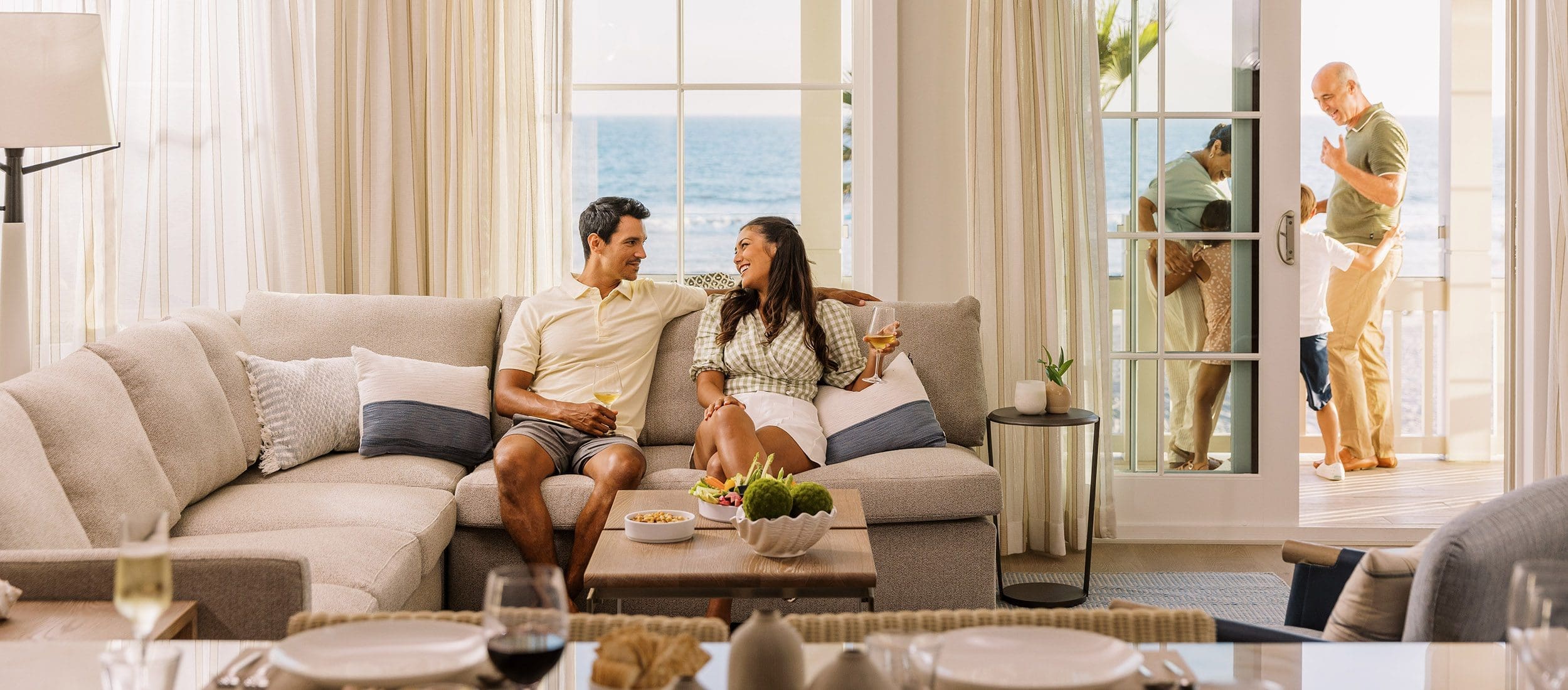 Family in Oceanfront Shore House Residence