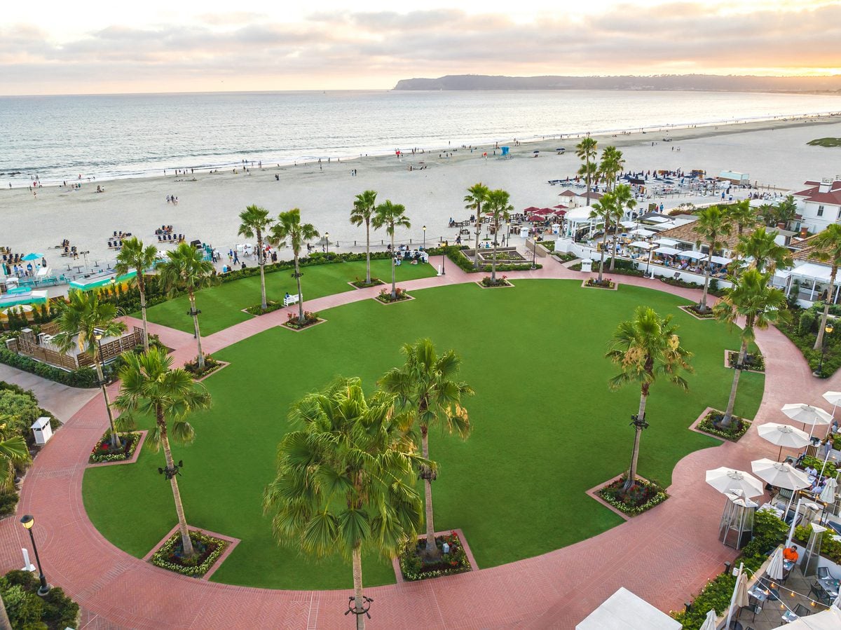 Aerial view of Windsor Lawn at sunset